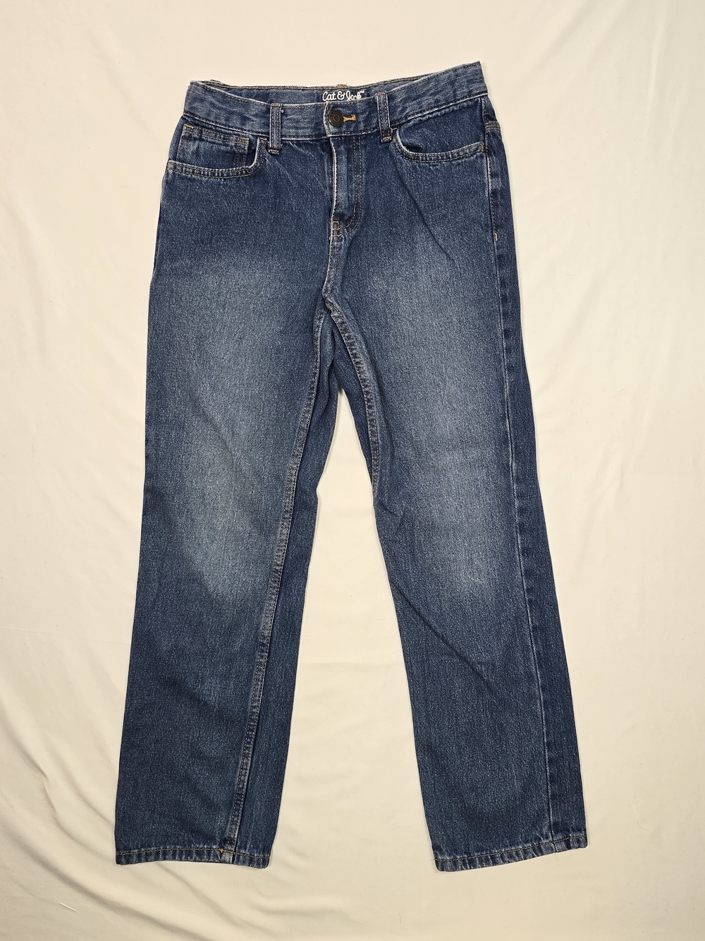 Cat & Jack Boys Relaxed Straight Medium Wash Denim Jeans Size 12